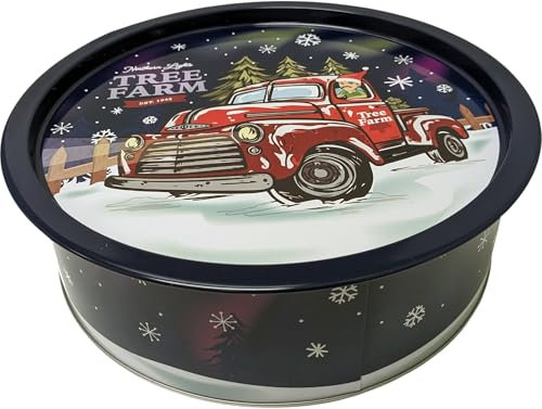 Holiday XL Round Cookie Tin with Tray Lid Delivery Truck Version - Item # 978717