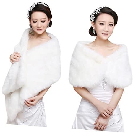 GALPADA Luxuriöser Plüschschal Für Hochzeit Oder Party Weicher Schal Mit Pelzdekor Für Damen Hochzeit Beige