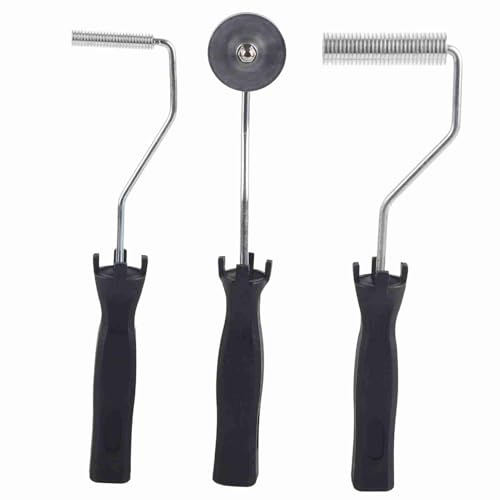 Rodillo laminador de burbujas de fibra de vidrio de aleación de aluminio, mango de ABS para trabajos de resina GRP/FRP, ligero y eficiente (Juego de 3 piezas.)