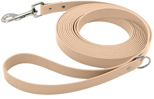 Petbo 15m Lange Biothane Schleppleine mit Handschlaufe | Extra Bequeme 19mm Breite für mittelgroße & große Hunde | weich + leicht zu säubern | Hundeleine mit 15 Meter Länge (Beige - Biothane)