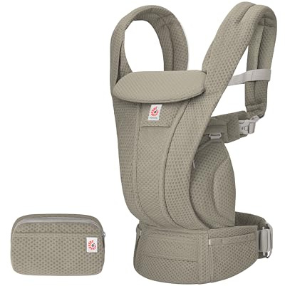 Ergobaby Omni Deluxe - Portabebés todo en uno para recién nacidos desde el nacimiento hasta 20 kg, ergonómico de malla de 4 posiciones, sistema de viaje, color verde oliva suave