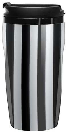 Stanley-Kaffeetasse mit Deckel, 340 ml, Kunststoffbecher, versiegelter Trinkdeckel, Wasserbecher, Teetasse, schwarz-weiße Streifen, bedruckte Tassen, passt in Auto-Becherhalter