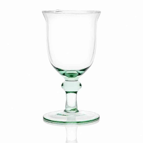 Grehom Recycled Glass Wine Glasses (Set of 2) - Curved Ball (460 ml) | Distinctive curved ball stem, natural variations and subtle bubbles give every glass individual character. Dishwasher safe.