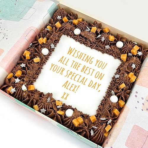 Write Your Own Text On Caramel Brookies | Letterbox Friendly Brookie | Irresistibly Brownie & Cookie Combination | Great Tasting Gifts For Him Or Her | Perfect For Birthdays, Celebrations Or Any Event