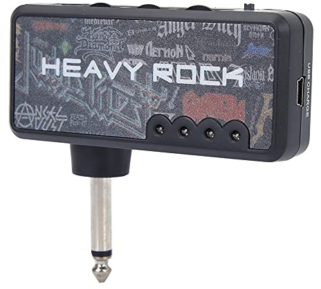 KIMISS Plug per Chitarra Elettrica Ricaricabile Portatile Amplificatore per Cuffie Mute con Effetto di Distorsione Incorporato, Supporto per Cuffie a Doppia Cuffia e compatibilità MP3