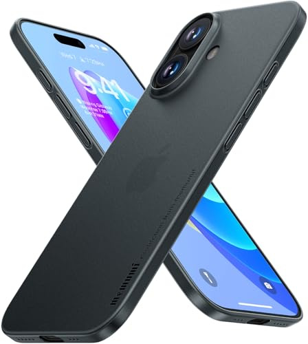 memumi Skal för iPhone 17, Tjocklek 0,3 mm, Slim Fit, Matt yta [Stötbeständigt, Halkskydd, Anti-rep] Skyddskåpa Extra Tunn för iPhone 17 - transgråttt