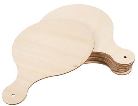 DOITOOL 10 Pièces Planche à Découper Ronde Bois Brut Planche à Découper Bois Naturel avec Poignée pour Bricolage et Ustensiles de Cuisine Légère et Pratique pour Fruits et Légumes