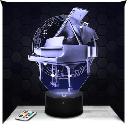 Lampephoto.fr - Lámpara 3D Piano Regalo Piano Música Músico, Luz Nocturna Táctil Led, Efecto Holograma 3D, Idea Regalo Navidad Cumpleaños Niño o Niña, Objeto decoración habitación