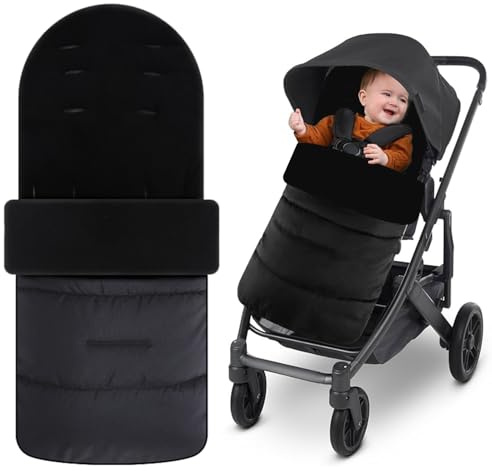 Saco para cochecito de bebé, saco universal para cochecito, dedos acogedores, impermeable y resistente al viento, suave y cómodo, almohadilla de algodón grueso, color gris cálido, para niños pequeños