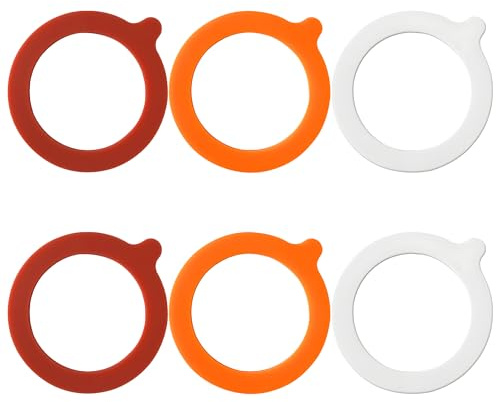 6 Pack Silicone Canning Jar Seals (3.74 Inch) - Durable Leakproof Rubber Jar Seals for Mason Regular Mouth Jars, Easy-Install Replacement Gaskets for Food Preservation, Pickling Essentials(3 colors)