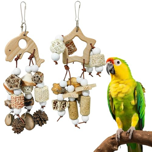 Vogelspielzeug, Vogelschreddern, Papageienkauen, Nymphensittich-Spielzeug, inklusive natürlichem Maiskolben, zum Aufhängen, Futtersuche, Spielzeug für Sittiche, Wellensittiche, Sittiche, Finken