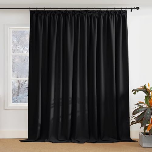 QINLIQIN Verdunklungsvorhänge Kräuselband 100 x 235 cm Weich Und Langlebig Vorhänge Blickdicht Größe Und Farbe Wählbar, 1Er-Set für Verschiedene Wohnbereiche, Schwarz