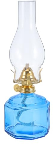 FUTUREORYY Petroleumlampe aus Glas mit Baumwolldocht, Winddicht, Blau | 1 Satz, Leicht zu Reinigen, für Romantische Abendessen und Außenbeleuchtung