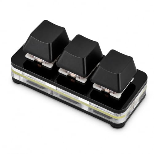 Gugxiom Mini Clavier Macro Programmable USB à 3 Touches, Clavier Mécanique pour Appareil Sayo avec Rétroéclairage RVB et Interrupteur Rouge, Filaire de Type C pour Le Travail de Bureau (Black)