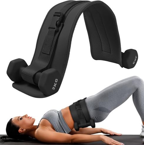 Hip Thrust Belt für Kurzhanteln & Kettlebells, Gepolsterter Hüftstoß-Gürtel bis 100kg, Rutschfester Po-Trainer für Glute Bridge, Squats, Planks & Lunges, Home Gym Equipment Damen & Herren