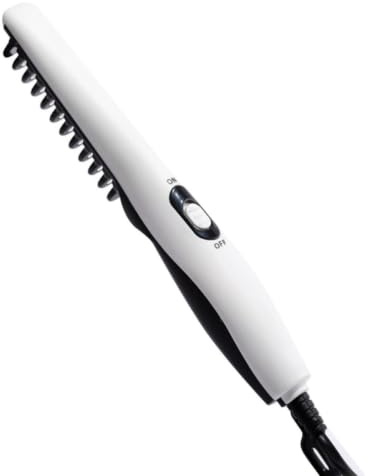 Lisseur à Barbe Électrique Portable Blanc pour Cheveux et Barbe | Réglages de Température, Chauffe Rapide, Usage Salon, Finition Métal, Caoutchouc et Plastique