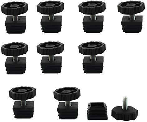 sourcing map Leveling Feet 30 x 30mm Square Insert Adjustable Furniture Leg 10 Sets