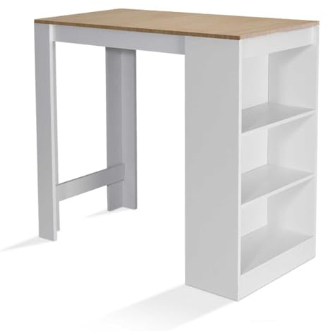 IDMarket - Tavolo alto da bar BARTH da 2 a 4 persone piano in legno bianco imitazione faggio