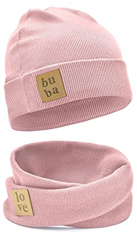 Bubalove - NIÑA Gorro Bufanda NIÑO Unisex NIÑO Cuello Tubular Elastano Primavera OTOÑO (Rose Quartz, 6 Meses - 5 años)