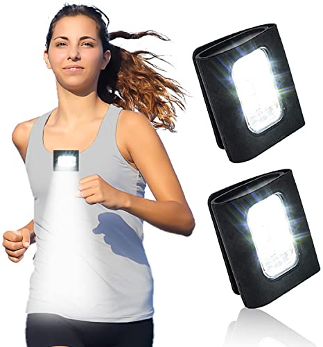 GOANDO 2 Pack Safety Jogging LED Light, Black, Water Resistant, 4 Modes, USB Charging, Strong Magnetic Clip for Night Running, Walking, Hiking