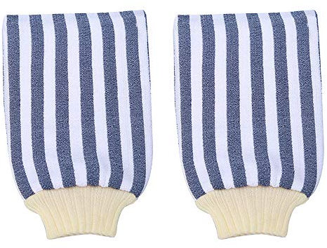 2Pcs Exfoliating Bath Shower Gloves Mitt Rubbing Showers Towel Scrub Mud Removal Body Scrubber