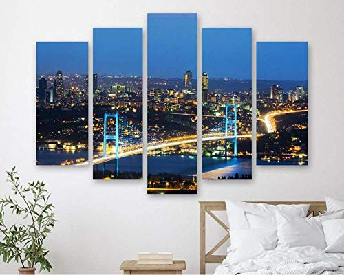 104Tdfc 5 Bilder Leinwanddrucke wandbild 5 teilig Leinwandbild Istanbul Die 200X100cm 5 TLG Kunstdrucke Skulpturen Küche Haushalt Möbel Wohnaccessoires