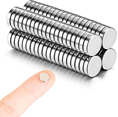 MEALOS 80 Stück 8 mm x 2 mm Magnete (tatsächliche Größe), kleine, runde, dünne Magnete für 3D-Druck, Handwerk, Miniaturen, kleine Modelle oder Kühlschrankmagnete – werden mit einer Aufbewahrungsbox