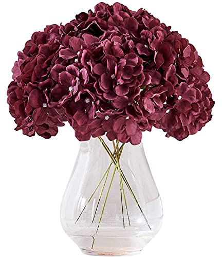 Kislohum Fiori artificiali di ortensia rosa cannella, teste di ortensia con steli, per centrotavola nuziali, mazzi di fiori, decorazione fai da te, decorazione per la casa, confezione da 10 pz.