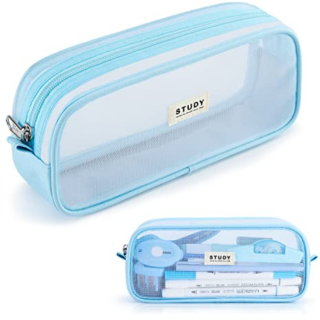 KALIDI Clear Pencil Case Large Pen Bag Stationery Pouch Cosmestic Make up Bag for Student School College Office