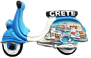 Kreta-Griechenland 3D-Motorrad-Kühlschrankmagnet, Souvenir, Geschenk, Kunstharz, handgefertigt, Kreta-Kühlschrankmagnet, Heim- und Küchendekorationssammlung