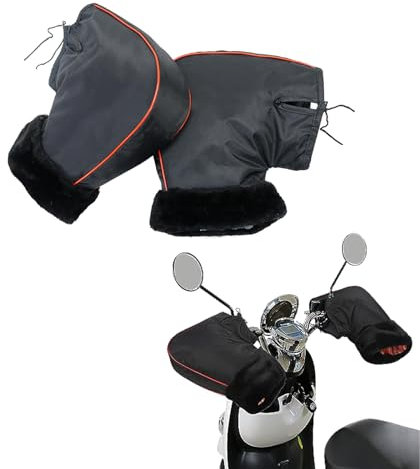 XGOPTS Guanti da manubrio per moto Guanti da uomo donna antivento Scooter Grip Guanti invernali spessi resistenti all'acqua scaldamani Moto Guanti da equitazione Guanti con pelliccia sintetica