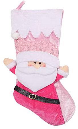TianWlio Weihnachtssocken, rosa Weihnachtsstrümpfe, Kamin, zum Aufhängen, Süßigkeiten, Geschenk, Socken, Zuhause, Urlaub, Weihnachtsschmuck, Weihnachtsschmuck Puppenhaus (A, One Size)