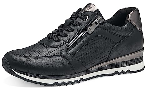 MARCO TOZZI Damen Sneaker flach Vegan Freizeit, Schwarz (Black/Gun Mtl), 40 EU