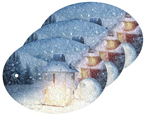 Küchenschwämme zum Abwaschen von Geschirr, natürlicher Geschirrschwamm, kratzfest, Geschirrpeeling, Holz, Zellstoff, Baumwolle, Weihnachtszeit, Lampe Nacht