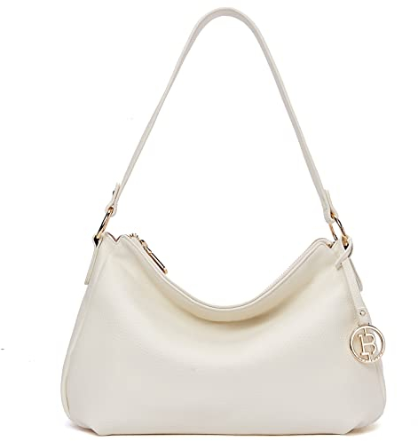 BOSTANTEN Damen Schultertasche, PU Leder Tasche Damen, Hobo Handtasche Mittelgroße für Frauen Henkeltasche - Beige