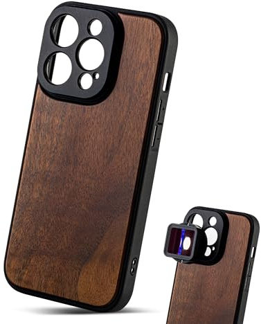 MOJOGEAR 17mm lens case for iPhone 13 Pro – Thread for macro lens, telephoto lens, anamorphic lens or DOF adapter – Sturdy case – Real Wood