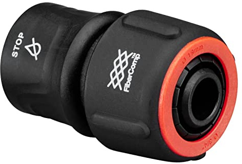 Fiskars Schlauchanschluss, Universalgröße, Ø 19 mm (3/4), FiberComp, 40 g | Schwarz/Rot, STOP, 1054790
