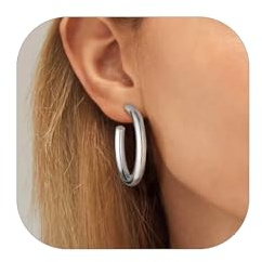 PROSTEEL Hoops örhängen för kvinnor, 30/40/60/80 mm, rostfritt stål/guldpläterad/svart-skicka presentask