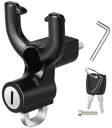 Kirdume Motorradhelmschloss, Aufhängerhaken aus Aluminiumlegierung, 2-in-1 Diebstahlsicheres Helm-Sicherheitsschloss für Elektroroller, Motorrad-Fahrradhelme, Schloss zum Aufhängen, Haken