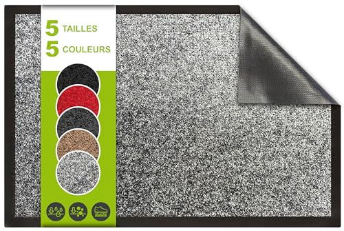 SQUATCH® | Tapis d'entrée intérieur | Paillasson Durable et antidérapant | Absorbe l'eau et Ramasse la Saleté | Facile à Nettoyer | Collection Future (Gris, 120x180cm)