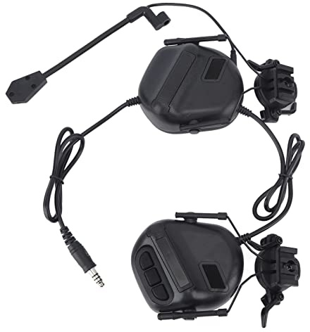 HERCHR Tactical Headset, Tactical Headset Hunting & Shooting Earmuffs Ear Hearing Protection Headphones Sound Amplification for Walkie-Talkie(Black)