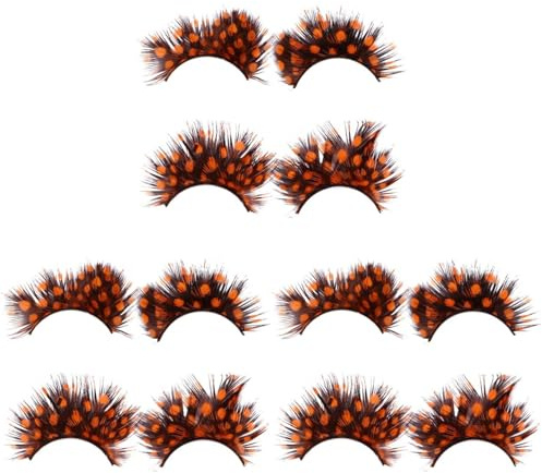 MAGICLULU Lot de 6 paires de faux cils en plumes - Pour fêtes costumées - Colorés - Pour Halloween et carnaval