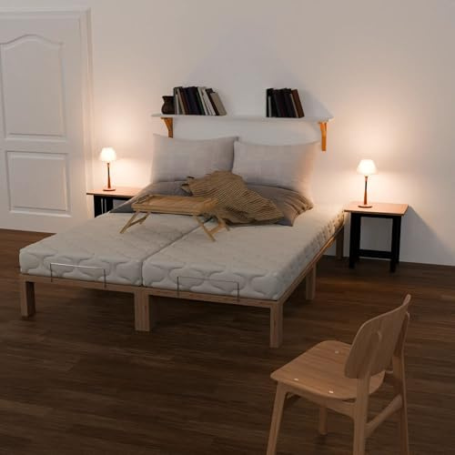 Gigapur Überlänge 220 cm, Kiefer massiv Holzbett G56, naturbelassen, inkl. Lattenrost und Matratzenbügeln, Liegefläche 180x220 cm, Best. aus 2X 90 x 200 cm und 2 x Verlängerung auf 220cm