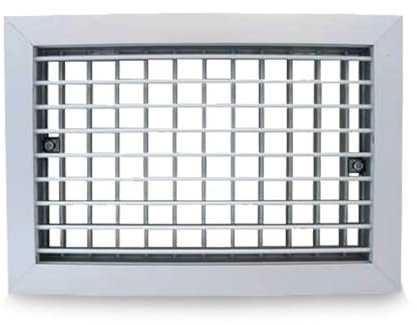 CAEXVEN Rejilla Ventilación en Aluminio Plateado - Lamas Móviles con Deflexión Doble - Regulable - 400x400 mm