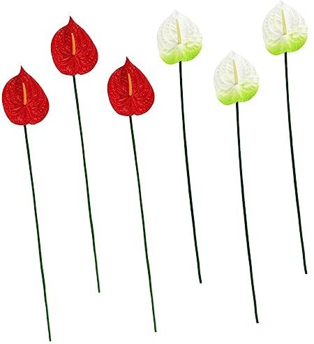 VINTORKY 6stücke Künstliche Anthurien Kunstpflanzen Aus Plastik Blumen Dekoration Für Hochzeit Geburtstag DIY Falsche Pflanzen Anthurie-Requisite Für Blumenarrangements