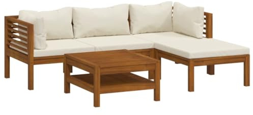 Willood Garten Lounge Set mit Auflage Terrasse Balkonmöbel 2X Eckteil + Mittelteil + Fußstütze + Tisch