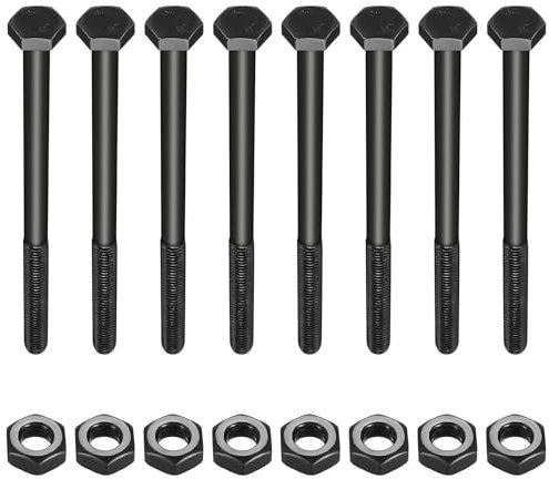 8 Pezzi M10 Bulloni e Dadi Set, M10x160mm Bulloni Esagonali e Dadi, Viti a Testa Esagonale, Set Bulloni Esagonale, Bulloni Parzialmente Filettati Meccanici per Auto Costruzione