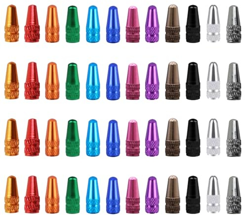 Frutain 48 PCS Bicycle Presta Valve Caps Multi Color Bike Tire Air Caps Cycling Valve Cap for Mountain Road Bike Tires French Style Cap Dust Covers 12 Colors