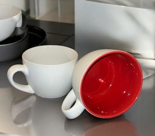 MIELIMON Set de 2 tazones desayuno Tazones De Sopa De Cerámica Taza De Café Grande, Tazas De Sopa Con Asa Apto Para Microondas Y Lavavajillas Para Cereal Postre Ensalada Té Leche de 600ml