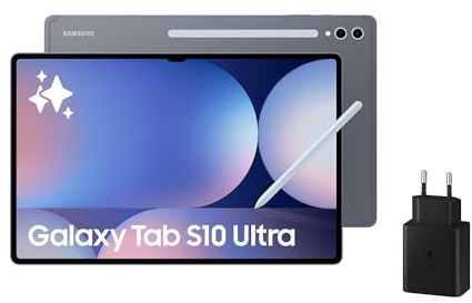 Samsung Galaxy Tab S10 Ultra 512GB + Cargador - Tablet IA, Tableta Android Wifi, 12GB RAM, Pantalla AMOLED, Antirreflejos, S Pen Incluido, Gris (Versión Española)
